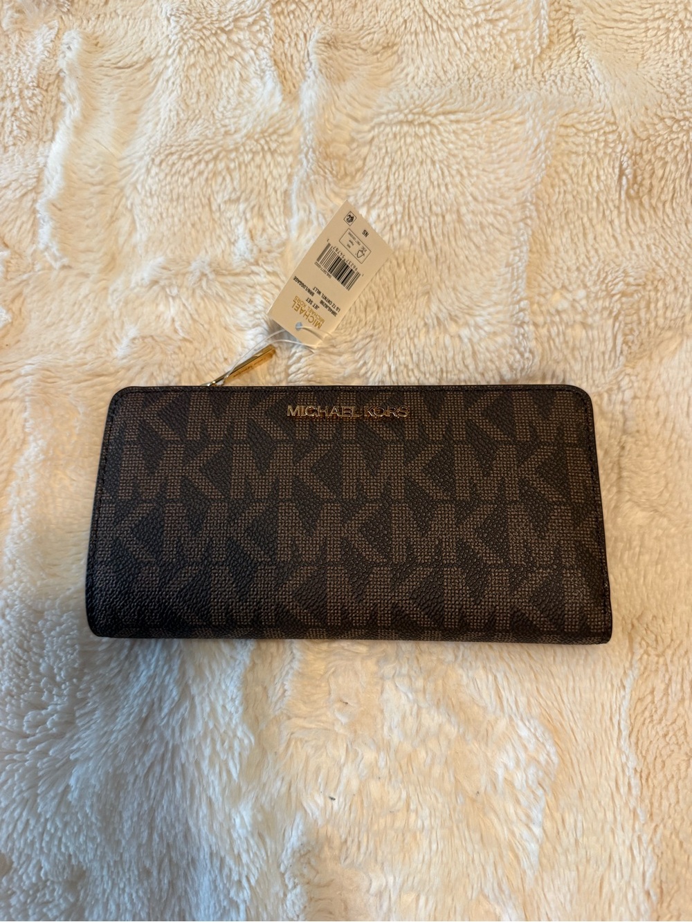 Michael Kors Dark Brown Signature MK Zip-Around Wallet